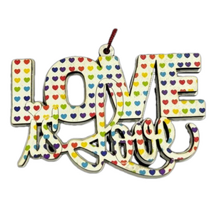 Love is Love ❤️💜💙 Laser engraved multi-layer ornament with heart pattern